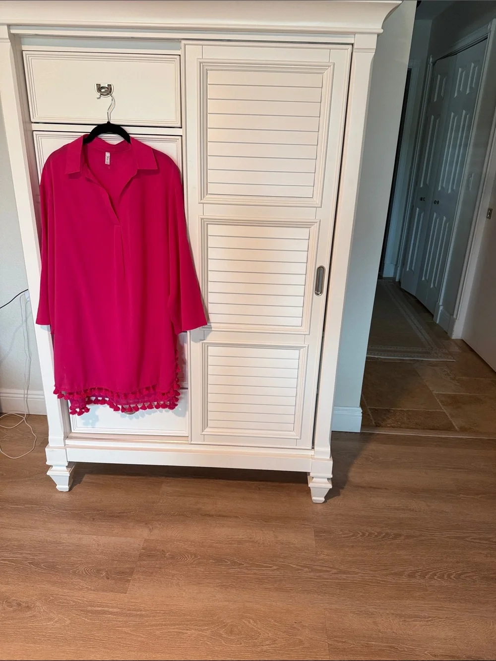 Bright Pink Pom-Trim Swim Coverup Tunic